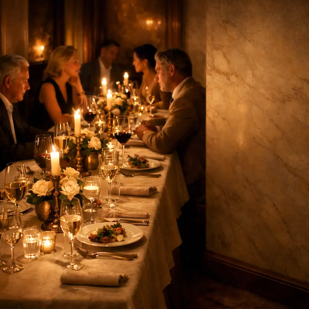 Elegant dining scene at Velvet River Lounge